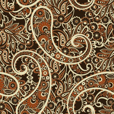 Paisley dikişsiz desen. Batik biçiminde vektör Vintage arkaplanı