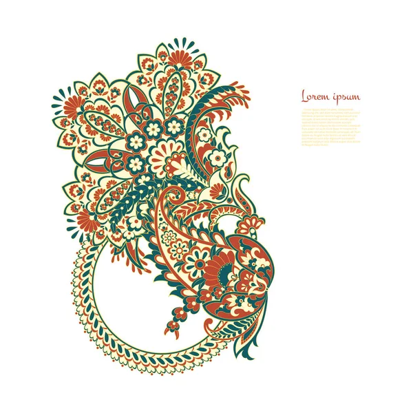 Paisley Çiçek Doğulu Etnik Düzen. Vektör Arapça Süslemesi