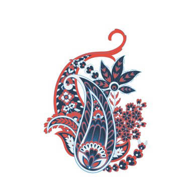 Paisley izole desen. Batik tarzı vintage illüstrasyon