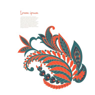 Paisley Çiçek Doğulu Etnik Düzen. Vektör Arapça Süslemesi