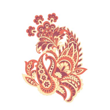 Paisley Vektör Deseni. İzole edilmiş Asya İllüstrasyonu