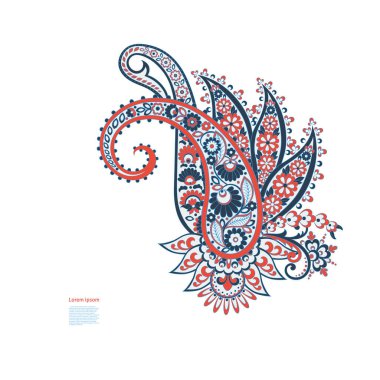 Paisley izole desen. Damask biçimi Vintage illüstrasyonu