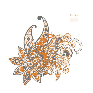 Paisley izole desen. Damask biçimi Vintage illüstrasyonu