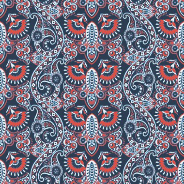 Çiçeksiz desenli desenli şal desenli süs. Vektör Arkaplanı