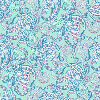 Şal desenli, desensiz bir süs. Çiçek dekoru süsleyin. Vektör illüstrasyonu