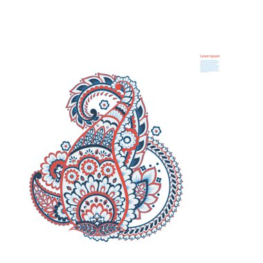 Paisley vektör izole desen. Çiçek Vintage illüstrasyonu