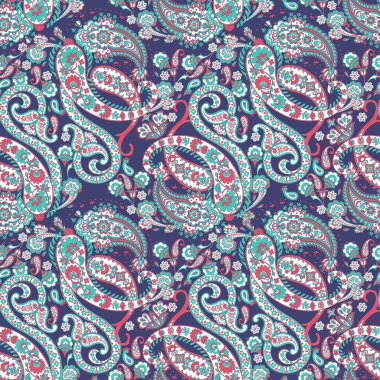 Paisley Süslü, pürüzsüz desen. kalamkari vektör kumaş arkaplanı
