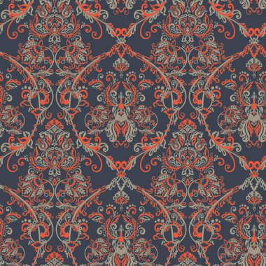 Vektör çiçekli duvar kağıdı. Klasik Barok çiçekli süs. Kusursuz vintage desen