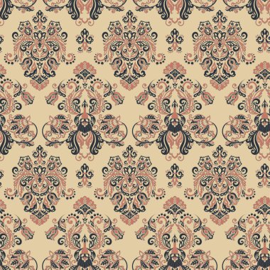 Çiçeksiz, desensiz, klasik bir çiçek. Klasik Barok duvar kâğıdı. Kusursuz vektör arkaplanı