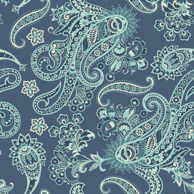 Paisley vektör seamless modeli. Fantastik çiçek yaprakları. Tekstil bohem Yazdır. Batik boyama. Vintage