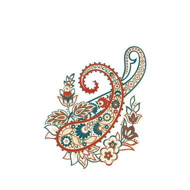 Paisley Vektör Deseni. İzole edilmiş Asya İllüstrasyonu