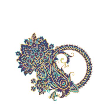 Paisley izole desen. Batik tarzı vintage illüstrasyon