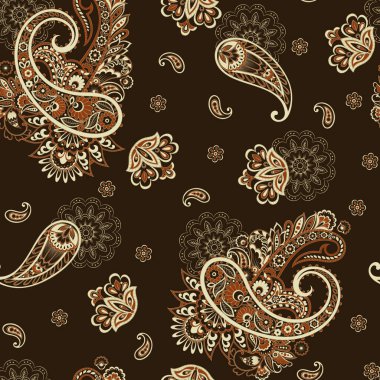 Hint tarzı çiçeklerle Paisley seamless modeli. 