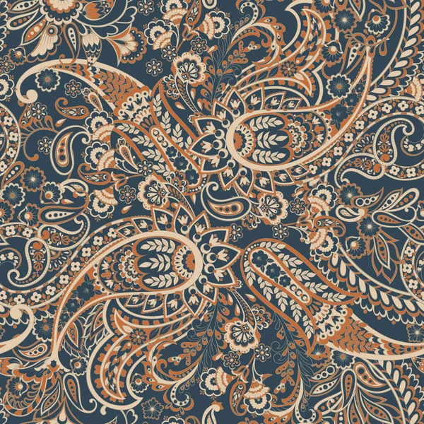 Paisley Floral Vector Pattern Damask Style Seamless Background — ストックベクタ