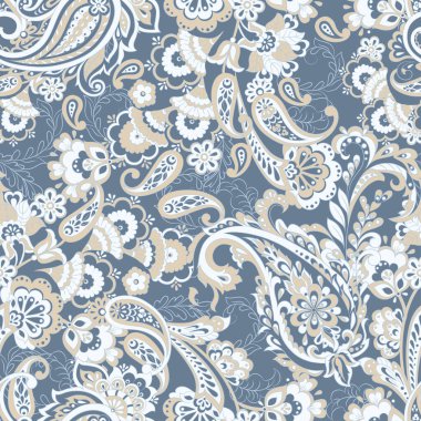 Çiçeksiz desenli desenli şal desenli süs. Asya tekstil biçiminde vektör illüstrasyonu