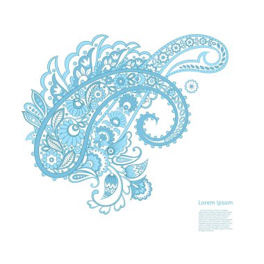 Paisley Çiçek Doğulu Etnik Düzen. Vektör Arapça Süslemesi