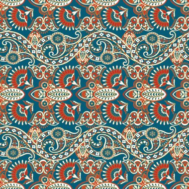 Çiçeksiz desenli desenli şal desenli süs. Vektör Arkaplanı