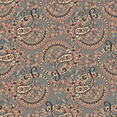 Paisley deseni. Kusursuz Asya Tekstil Arkaplanı