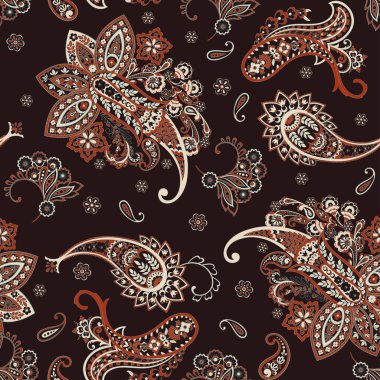 Paisley Süslü, pürüzsüz desen. kalamkari vektör kumaş arkaplanı
