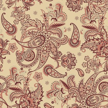 Paisley Çiçek Doğulu Etnik Düzen. Kusursuz Arap süsü. Hint kumaşlarının süsleme motifleri