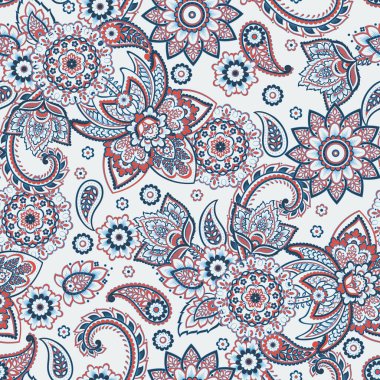 Şal desenli, desensiz bir süs. Çiçek dekoru süsleyin. Vektör illüstrasyonu