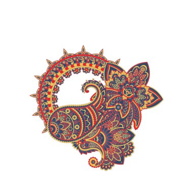 Paisley izole desen. Damask biçimi Vintage illüstrasyonu