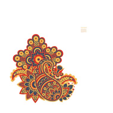 Paisley izole desen. Damask biçimi Vintage illüstrasyonu