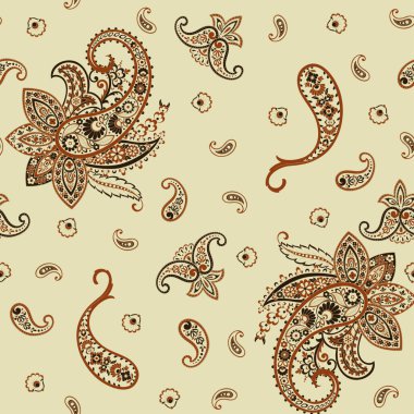 Geleneksel dikişsiz şal deseni. Hint çiçek süsü..