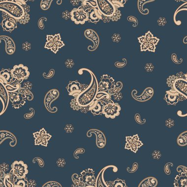 Paisley Süslü, pürüzsüz desen. kalamkari vektör kumaş arkaplanı