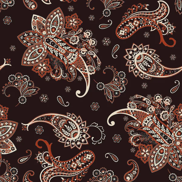佩斯利装饰无缝图案 Kalamkari矢量织物背景 — 图库矢量图片