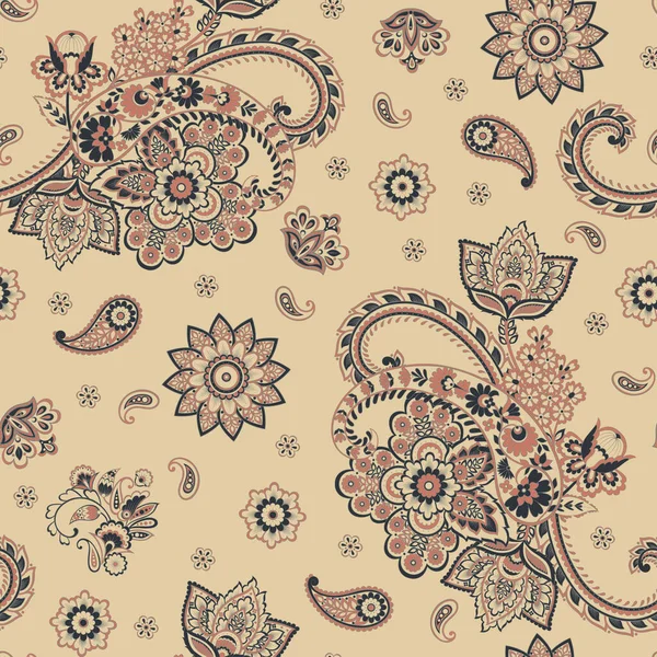 Paisley Illustration Vectorielle Florale Dans Style Damassé Fond Sans Couture — Image vectorielle