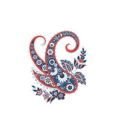 Paisley izole desen. Damask biçimi Vintage illüstrasyonu