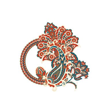 Paisley Vektör Deseni. İzole edilmiş Asya İllüstrasyonu