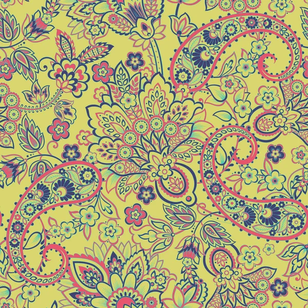 Paisley Seamless Pattern Fabric Design — Stockový vektor