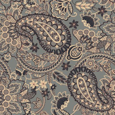 Çiçeksel elementlerle desenli, pürüzsüz etnik desen..