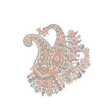 Paisley izole edilmiş. Tasarım için izole edilmiş desenli kart. Paisley vektör deseni.