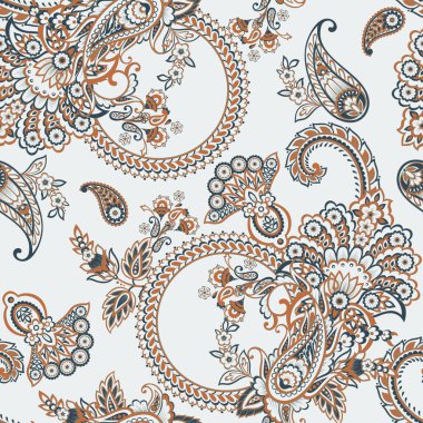 Paisley dikişsiz desen. Hint çiçek vektör süsü 
