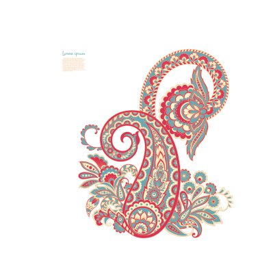 Damask Paisley izole vektör süsü