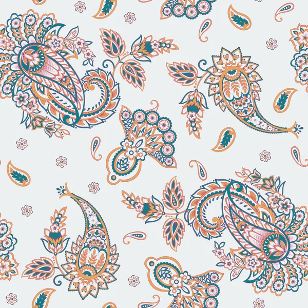 Paisley Floral Oriental Ethnique Pattern Motifs Tissu Indien Ornemental Sans — Image vectorielle