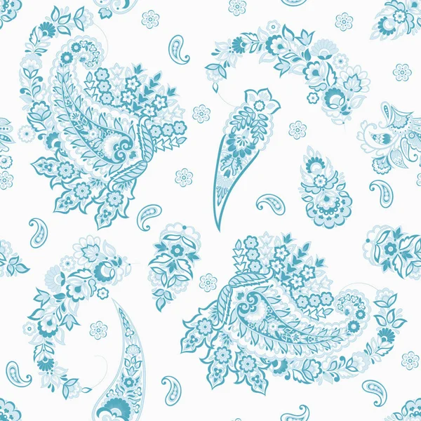 Floral Vintage Background Paisley Ornament Seamless Vector Pattern — Stock Vector