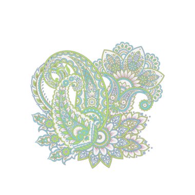 Paisley vektör izole desen. Damask biçimi Vintage illüstrasyonu