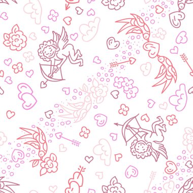 Sevgililer Günü Cupids ile kusursuz vektör şablonu