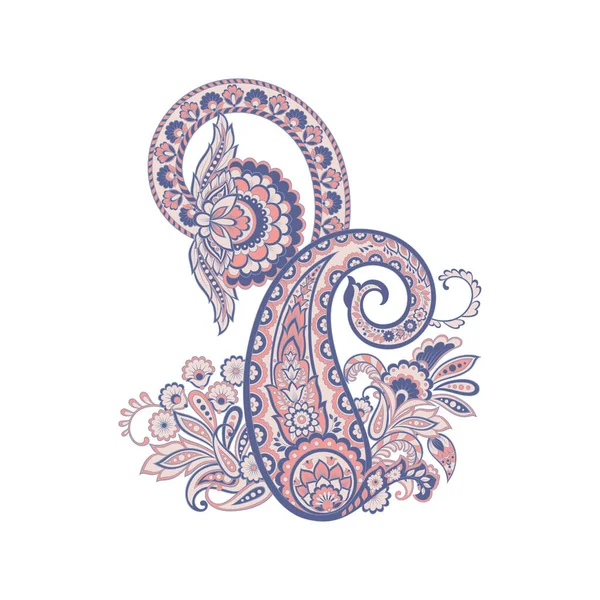 Damask Paisley Isolated Vector Ornament — Vector de stock