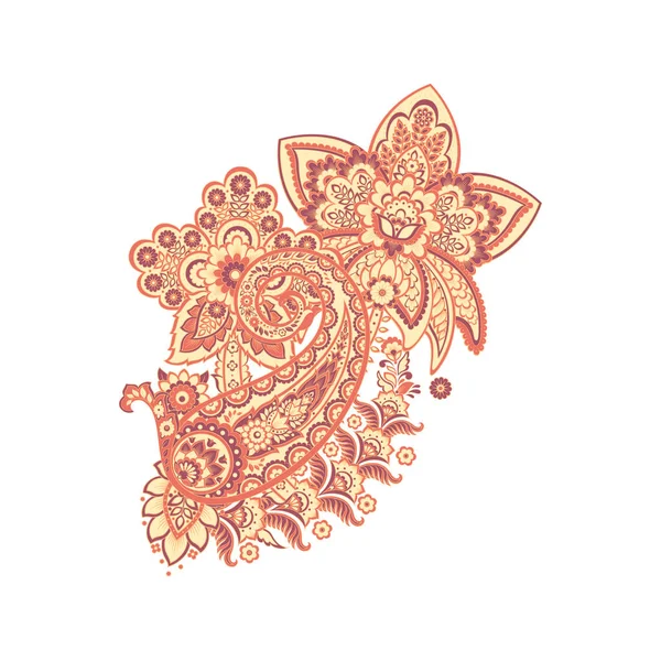 Damask Paisley Floral Isolated Vector Ornament — Vector de stock