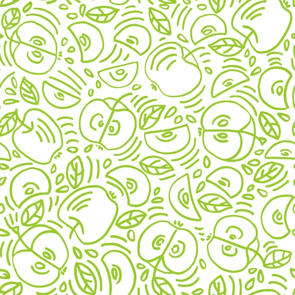 Juicy Apples Seamless Pattern Vector Illustration — Stock Vector