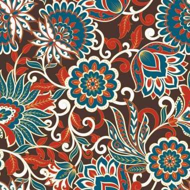 Çiçeksiz desenli Hint süsü. Asya tekstil biçiminde vektör illüstrasyonu 