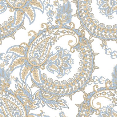 Paisley vektör kusursuz desen. Muhteşem çiçek, yapraklar. Batik tarzı resim. Eski arkaplan