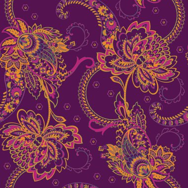 Paisley dikişsiz çiçek deseni. Damask vintage arkaplanı