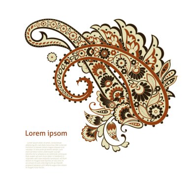 Paisley Çiçek Doğulu Etnik Düzen. Vektör Arapça Süslemesi