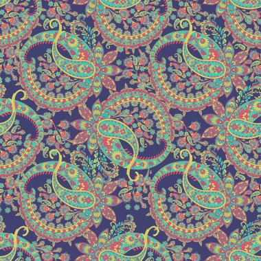 Paisley deseni. Kusursuz Asya Tekstil Arkaplanı